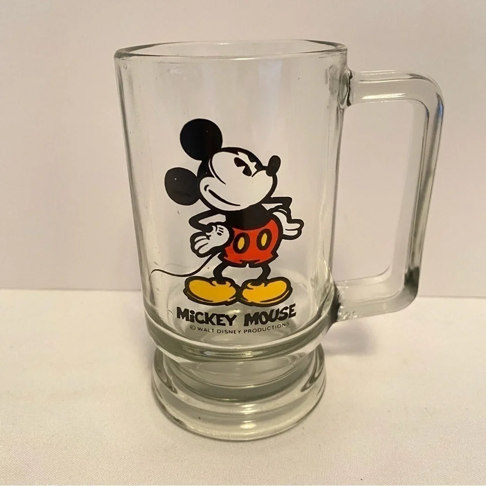 Walt Disney Productions Mickey Mouse Glass Mug Vintage 1970's